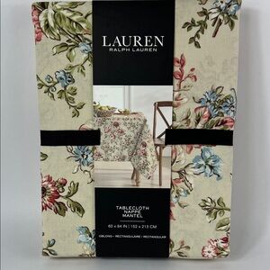 Ralph Lauren Tablecloth Spring Summer 100% Cotton Blue Pink 60 X 84 NEW